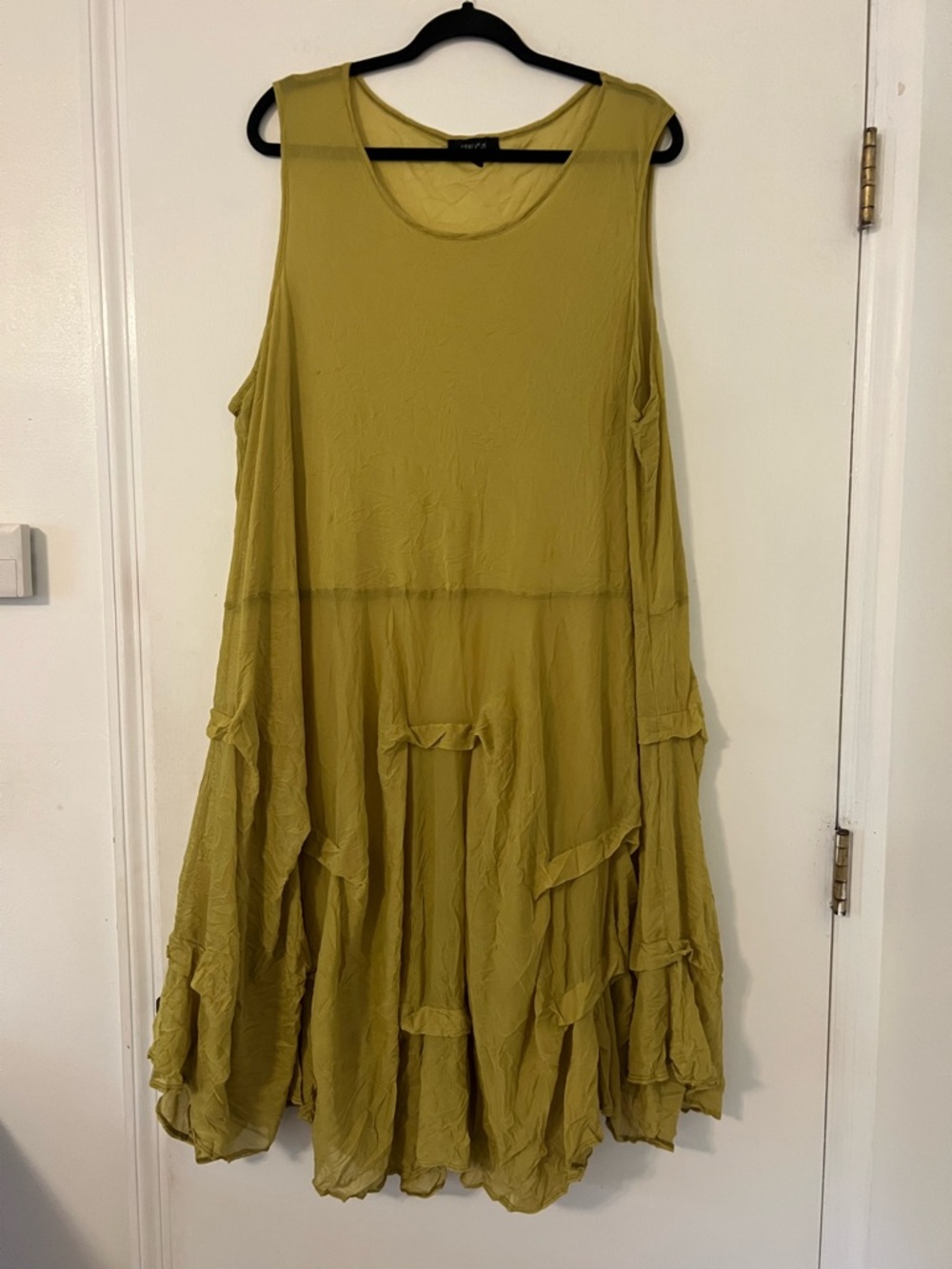 Comfy USA Mustard Yellow sheer Slip Dress size 1X (Z118)